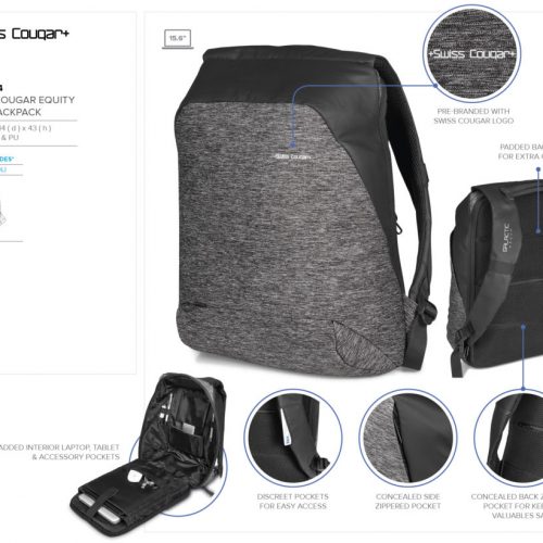 SWISS COUGAR EQUITY TECH ANTI-THEFT BACKPACK