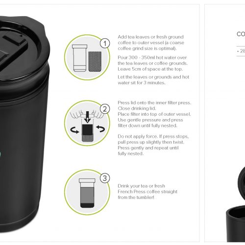 COLOMBIA DOUBLE WALL TUMBLER AND PRESS