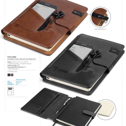 ASHBURTON USB ZIP-AROUND FOLDER