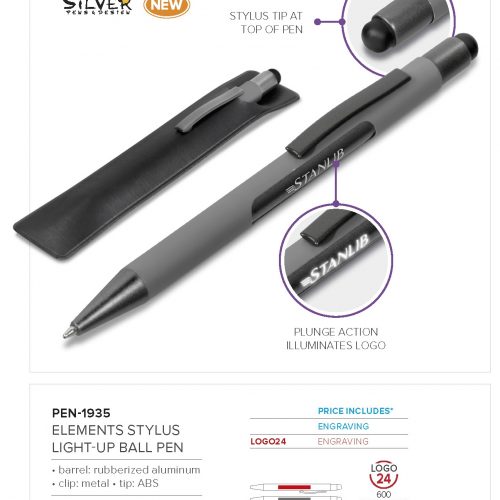 ELEMENTS STYLUS LIGHT UP BALL PEN