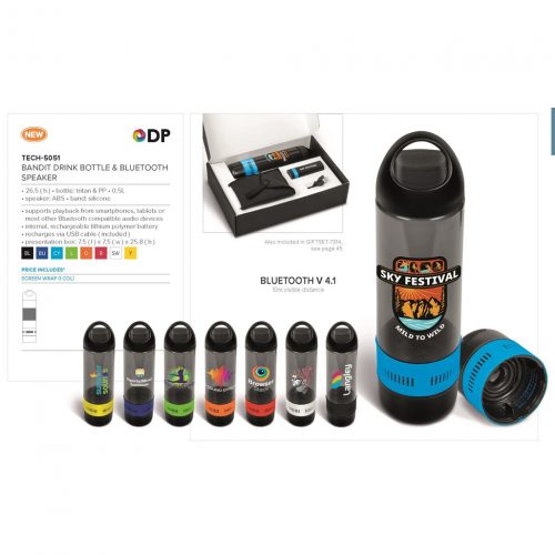 BANDIT WATERBOTTLE AND BLUETOOTH SPEAKER