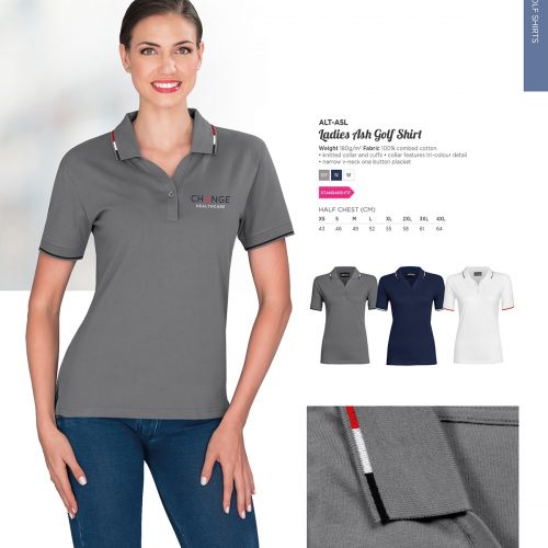 LADIES ASH GOLF SHIRT