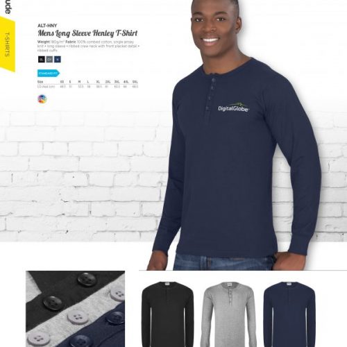 MENS LONG SLEEVE HENLEY T-SHIRT