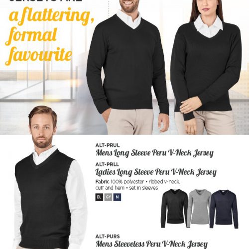 LADIES LONG SLEEVE PERU V-NECK JERSEY