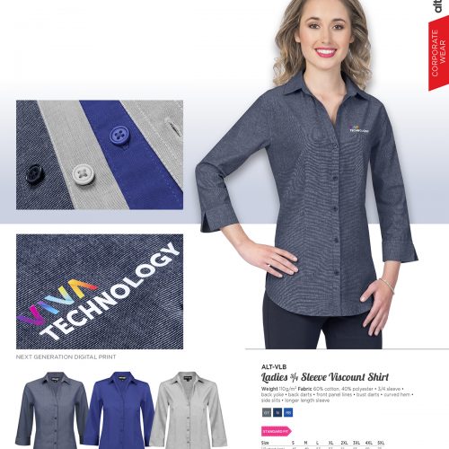 LADIES 3/4 SLEEVE VISCOUNT BLOUSE