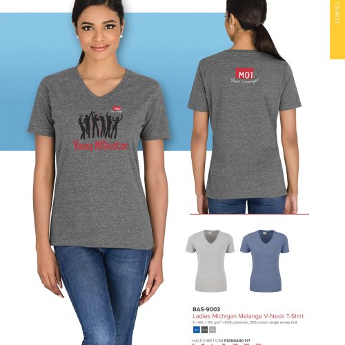 LADIES MICHIGAN MELANGE V-NECK T-SHIRT