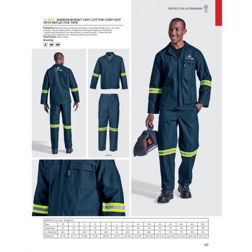 BARRON BUDGET 100% COTTON CONTI SUIT WITH REFLECTIVE TAPE